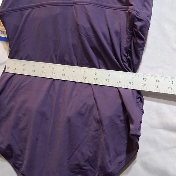 Lands' End Dark Purple Ruched Swimsuit - Picture 6 of 12